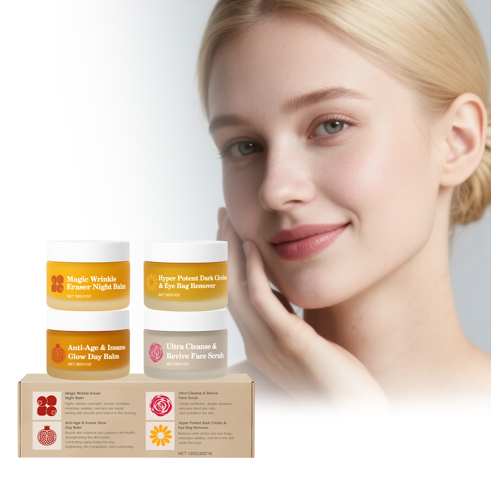 Anti-Aging Face Cream - マルチエフェクト デイ＆ナイト スキンケアセット 洗浄 保湿 くまを軽減