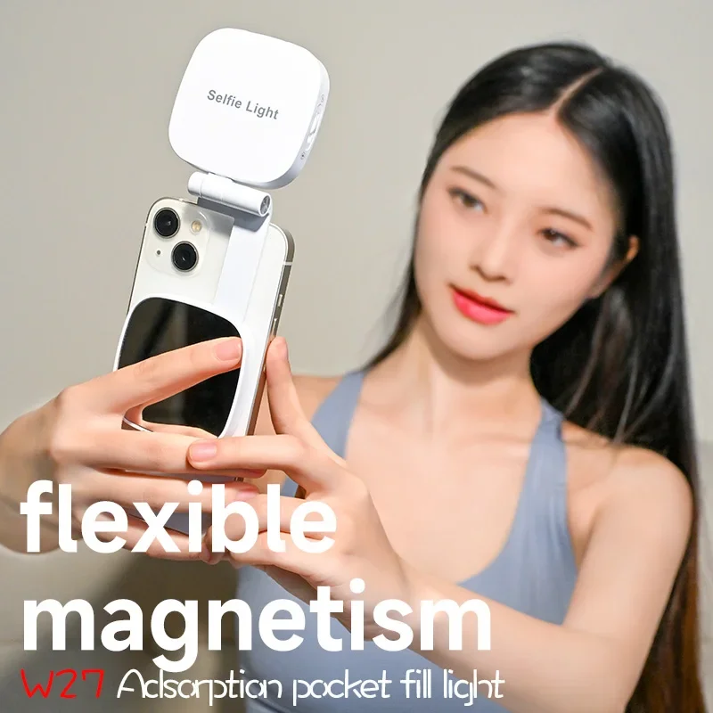 Photo Beauty Makeup - マグネット式美顔フォンライト | 内蔵メイクアップミラー、折りたたみ式ポータブルミニ | 自撮りや写真撮影に最適。すべてのスマートフォンに対応。