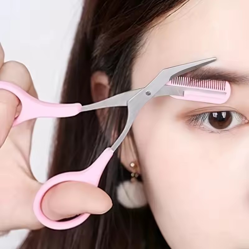 Beauty Makeup Salon - 安全な眉毛用ハサミ（コーム付き）ステンレス製まつげトリマー携帯用メイクアップビューティーシェーバー