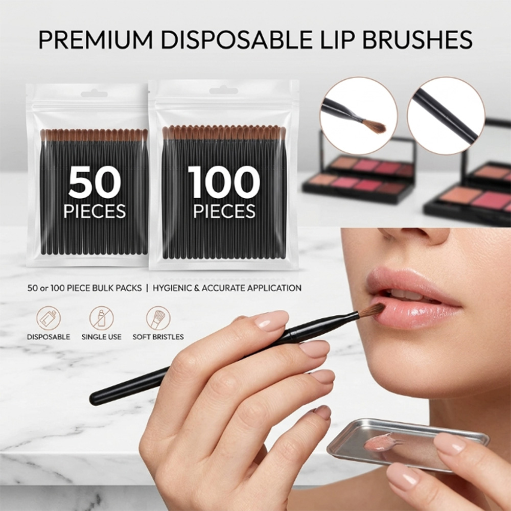 Beauty Kiss Makeup - 50/100 個使い捨てリップブラシセット口紅グロスワンドアプリケーターメイクアップブラシプロフェッショナル美容化粧品ツール