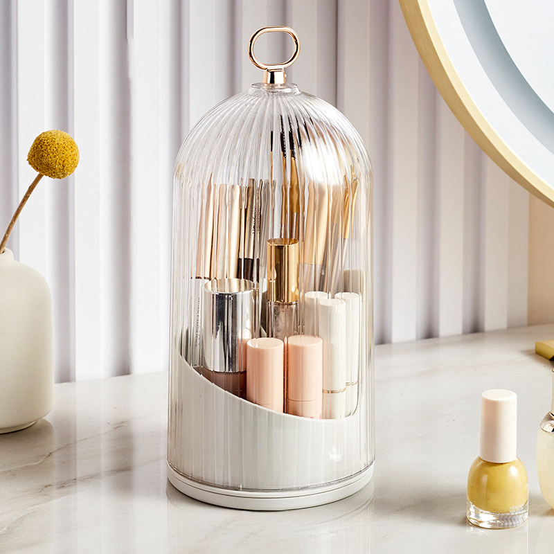 Beauty Kiss Makeup - 360 ° 回転化粧ブラシホルダー蓋付きデスクトップメイクオーガナイザー化粧品収納ボックス口紅眉毛収納容器ボックス