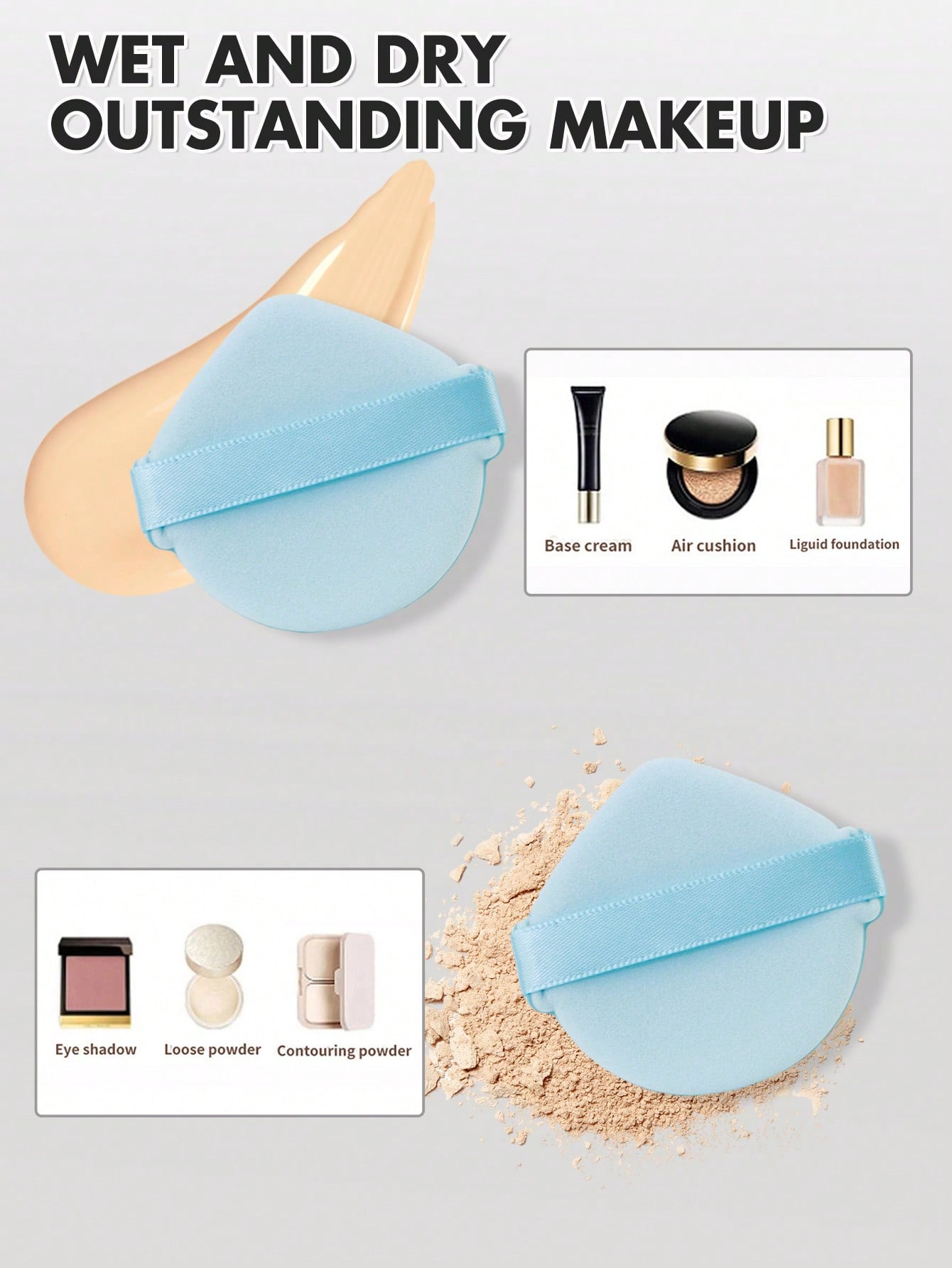 3個セット ティアドロップ型 メイクアップパウダーパフ 指用 - Beauty Makeup Blender のレビューと価格
