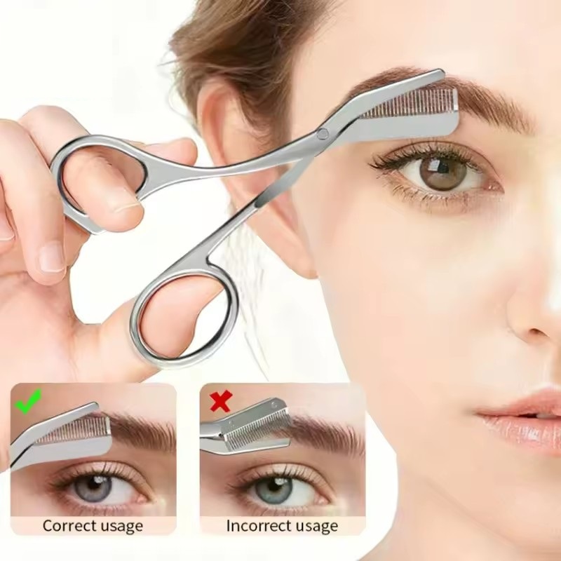 安全な眉毛用ハサミ（コーム付き）ステンレス製まつげトリマー携 - Beauty Makeup Salon のレビューと価格