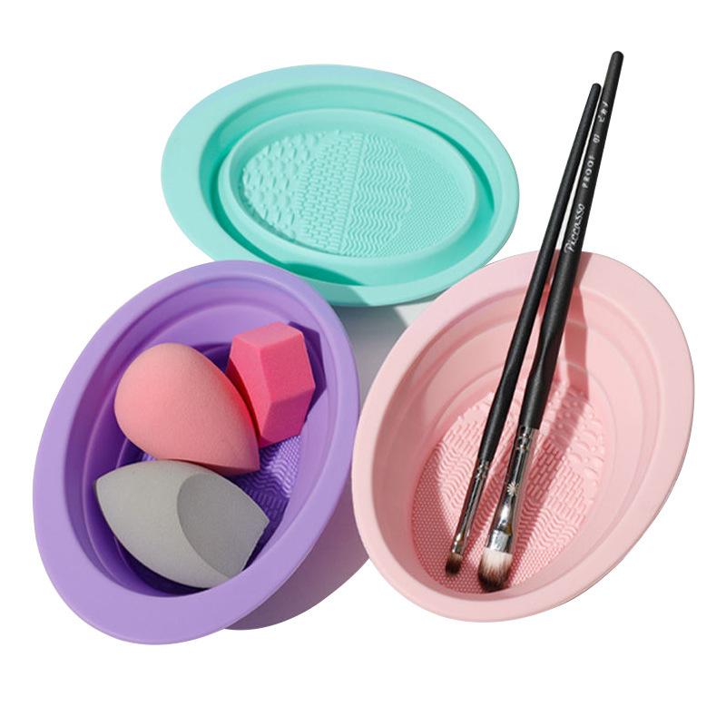 ソフトシリコーン化粧ブラシクリーナー折りたたみパウダーパフク - Beauty Makeup Salon のレビューと価格