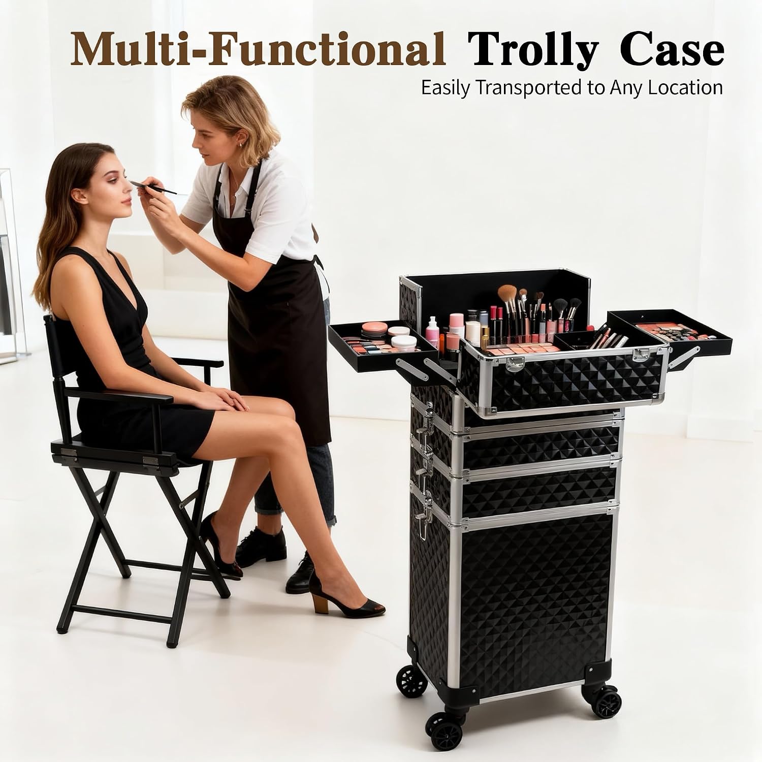 ローリングメイクアップトレインケース、コスメティックトロリー - Beauty Makeup Salon のレビューと価格