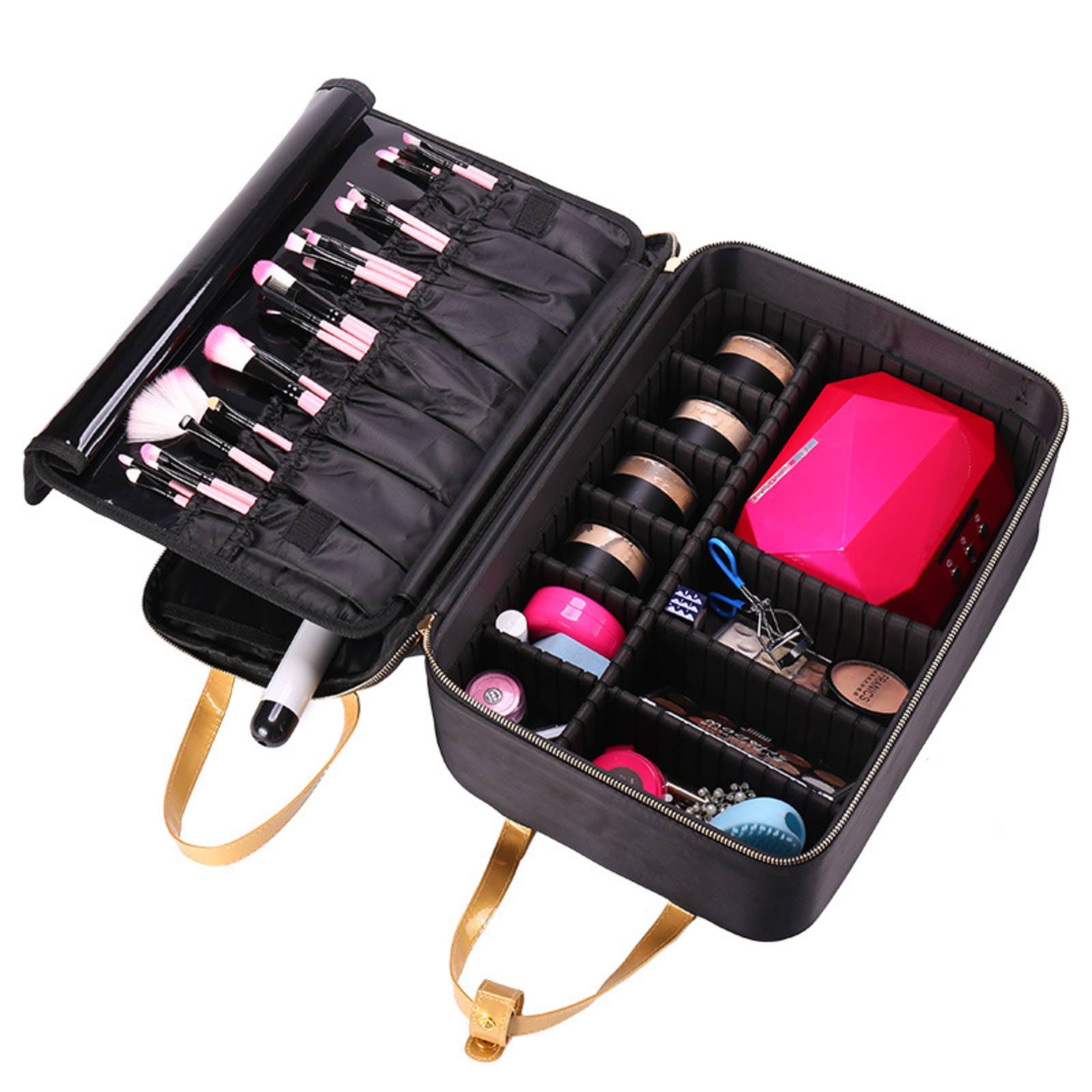 仕切り付きのメイクケース。プロ仕様のメイクケースで、肩掛けス - Makeup And Beauty のレビューと価格