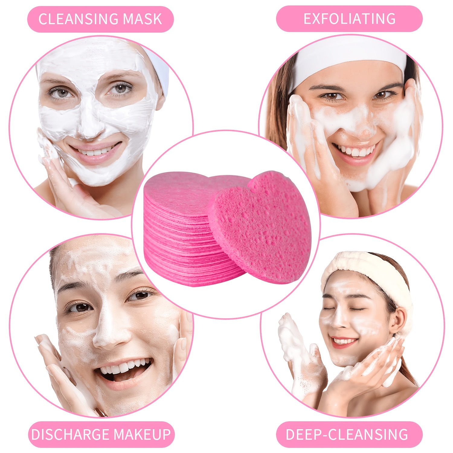 50個入り ハート型圧縮洗顔パフ 再利用可能なスポンジ フェ - Beauty Makeup Blender のレビューと価格