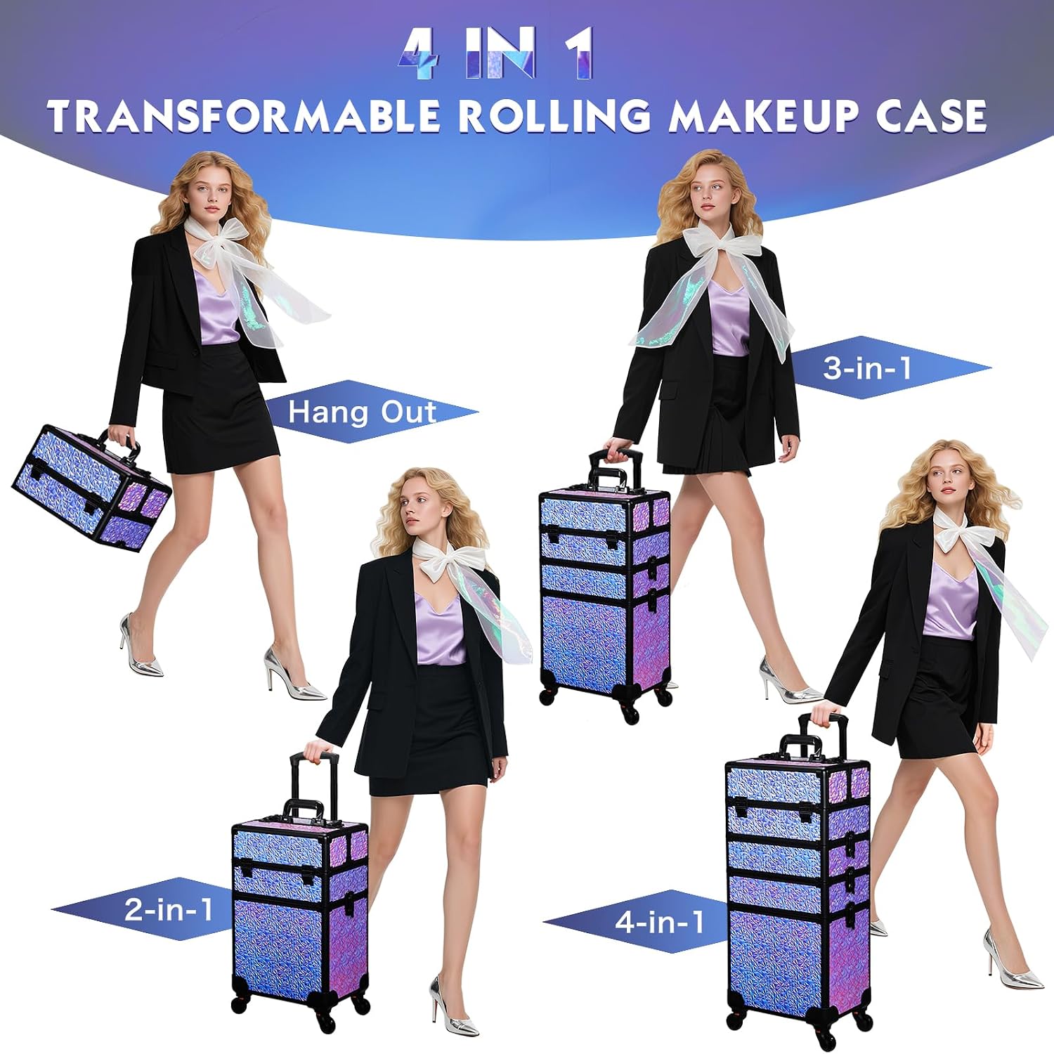 ローリングメイクアップトレインケース、引き出し付き大型コスメ - Beauty Makeup Salon のレビューと価格
