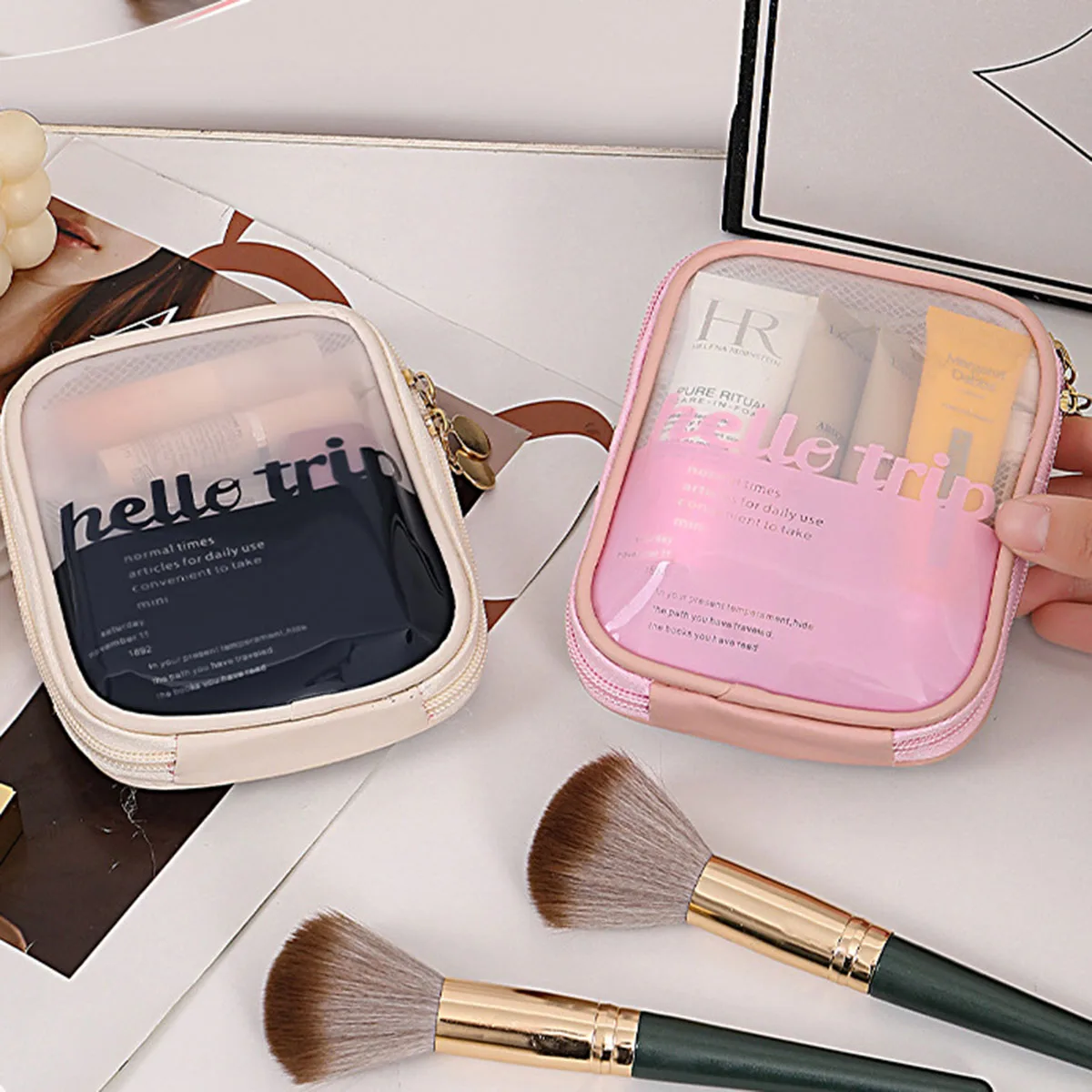 透明ポータブルコスメポーチ、口紅オーガナイザー、トラベルポー - Beauty Kiss Makeup のレビューと価格
