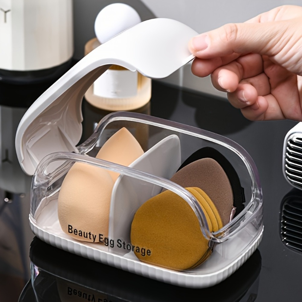 デュアルコンパートメント美容スポンジ収納ボックス透明蓋メイク - Beauty Makeup Blender のレビューと価格